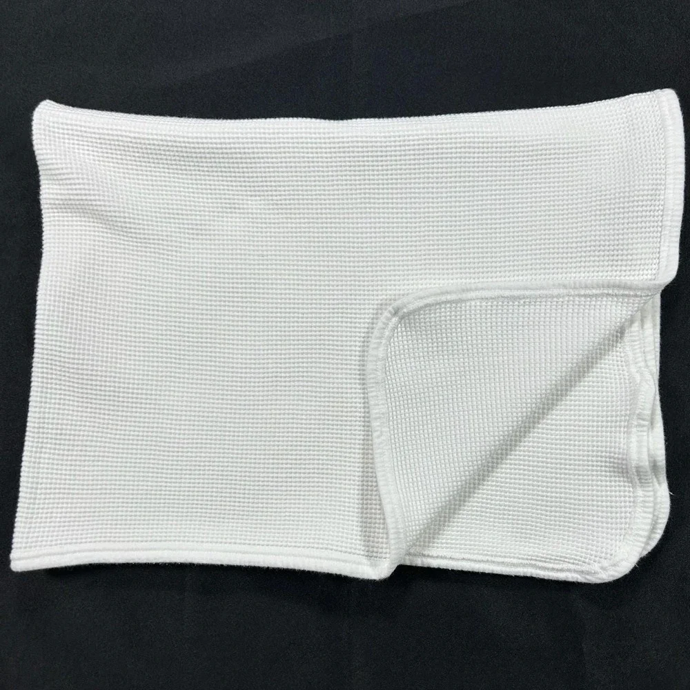 VTG Carters White Receiving Baby Blanket Waffle Weave Swaddle Cotton Lovey